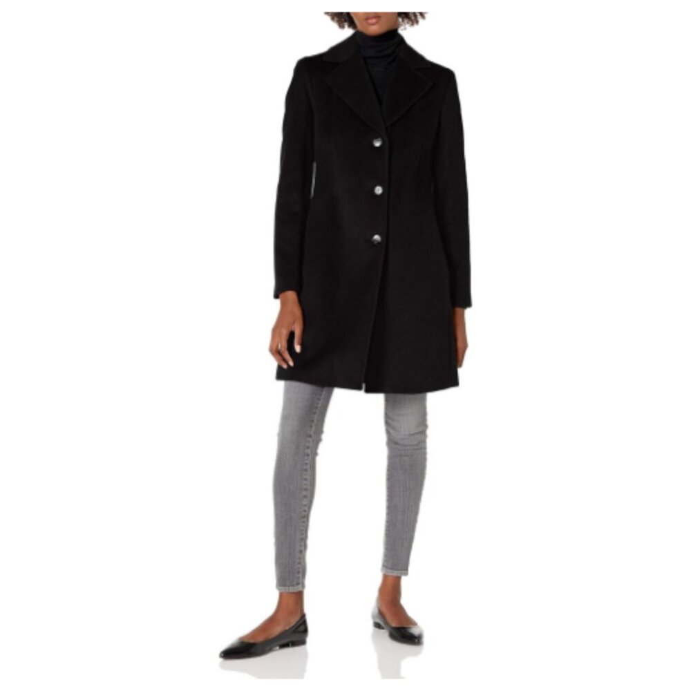 Calvin Klein Classic Cashmere Single-Breasted Wool Coat 18 NWT